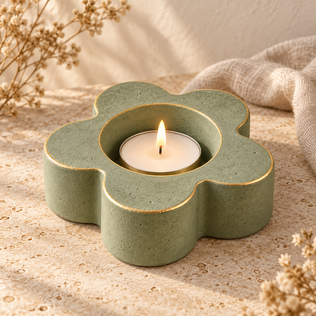 Floral Concrete Tealight Holder